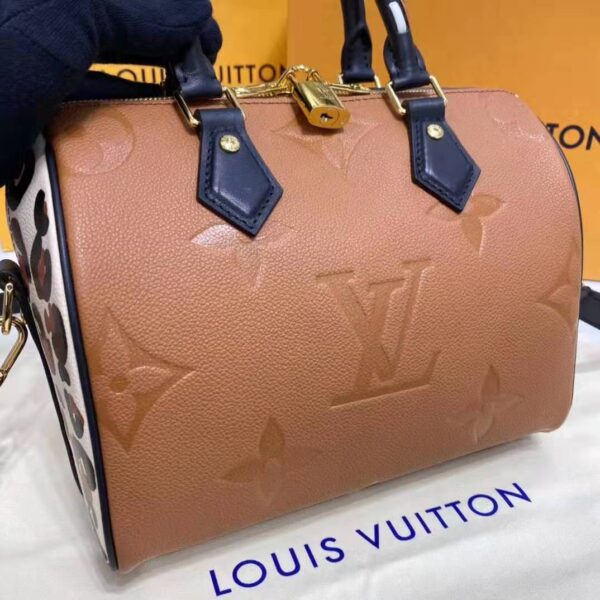 Louis Vuitton LV Women Speedy Bandoulière 25 Handbag Caramel Embossed Supple Grained Cowhide - Image 9