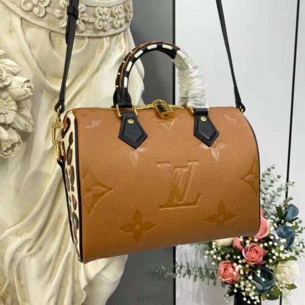 Louis Vuitton LV Women Speedy Bandoulière 25 Handbag Caramel Embossed Supple Grained Cowhide - Image 2
