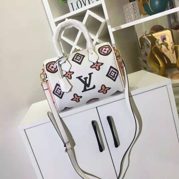 Louis Vuitton LV Women Speedy Bandoulière 25 Handbag Cream Monogram Coated Canvas - Image 3