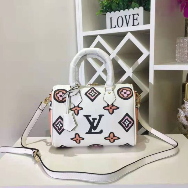 Louis Vuitton LV Women Speedy Bandoulière 25 Handbag Cream Monogram Coated Canvas - Image 2
