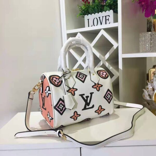 Louis Vuitton LV Women Speedy Bandoulière 25 Handbag Cream Monogram Coated Canvas - Image 5
