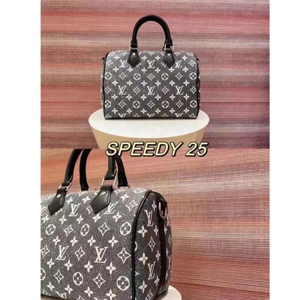 Louis Vuitton LV Women Speedy Bandoulière 25 Handbag Gray Denim Textile Jacquard - Image 8