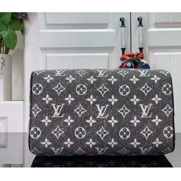 Louis Vuitton LV Women Speedy Bandoulière 25 Handbag Gray Denim Textile Jacquard - Image 4
