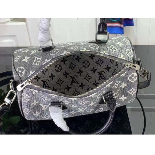 Louis Vuitton LV Women Speedy Bandoulière 25 Handbag Gray Denim Textile Jacquard - Image 9