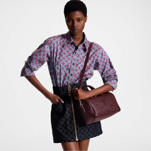 Louis Vuitton LV Women Speedy Bandoulière 25 Wine Red Monogram Empreinte Embossed Grained Cowhide Leather - Image 12