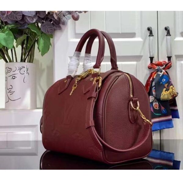 Louis Vuitton LV Women Speedy Bandoulière 25 Wine Red Monogram Empreinte Embossed Grained Cowhide Leather - Image 4