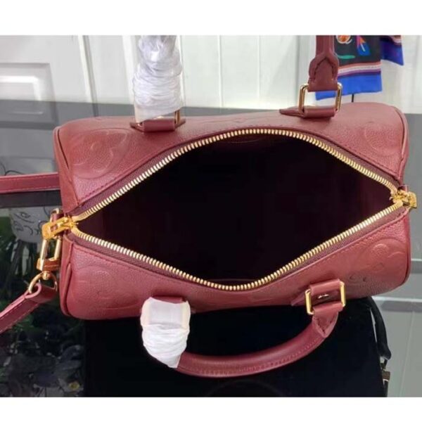 Louis Vuitton LV Women Speedy Bandoulière 25 Wine Red Monogram Empreinte Embossed Grained Cowhide Leather - Image 6