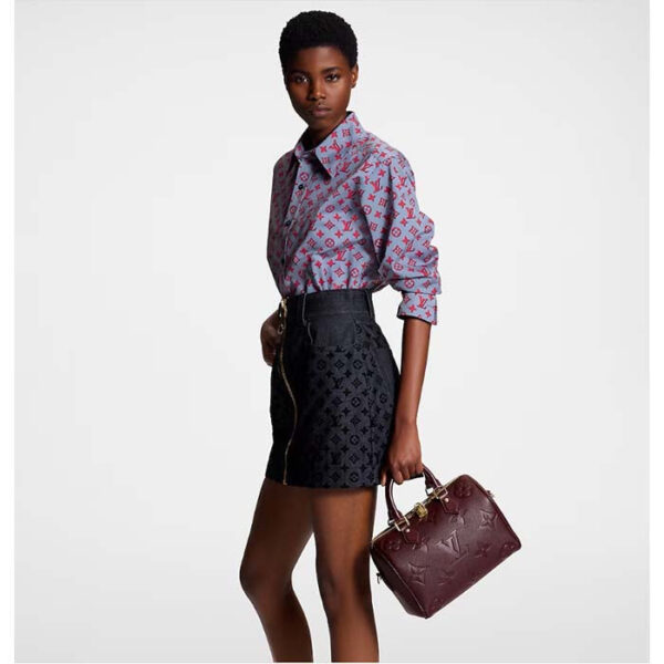 Louis Vuitton LV Women Speedy Bandoulière 25 Wine Red Monogram Empreinte Embossed Grained Cowhide Leather - Image 11