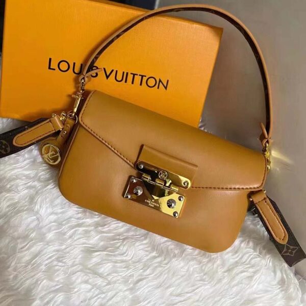 Louis Vuitton LV Women Swing Brown Calfskin Leather Monogram Canvas S Lock - Image 2