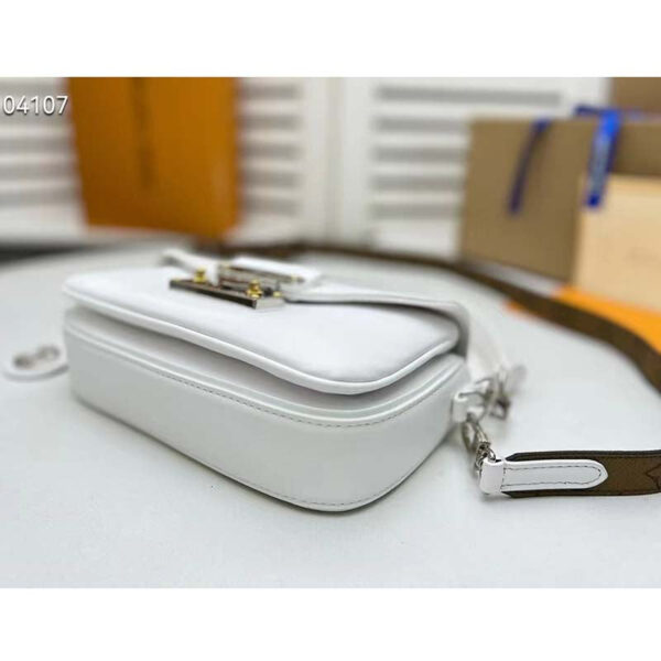 Louis Vuitton LV Women Swing White Calfskin Leather Monogram Canvas S Lock - Image 3