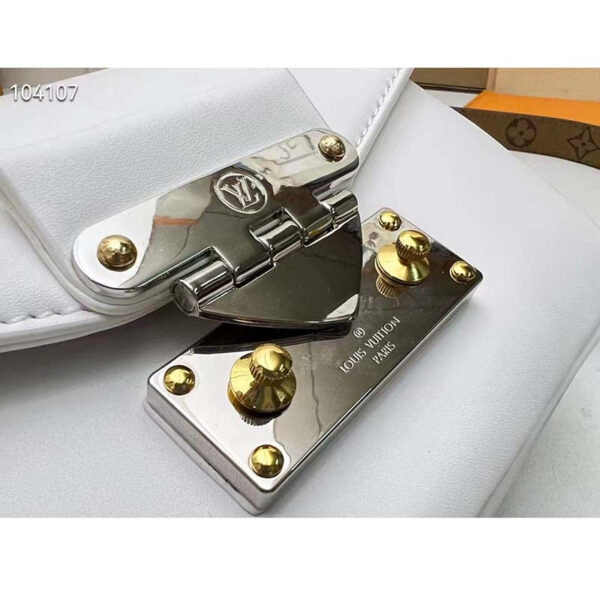 Louis Vuitton LV Women Swing White Calfskin Leather Monogram Canvas S Lock - Image 8