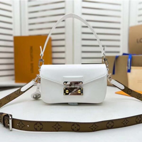 Louis Vuitton LV Women Swing White Calfskin Leather Monogram Canvas S Lock - Image 2