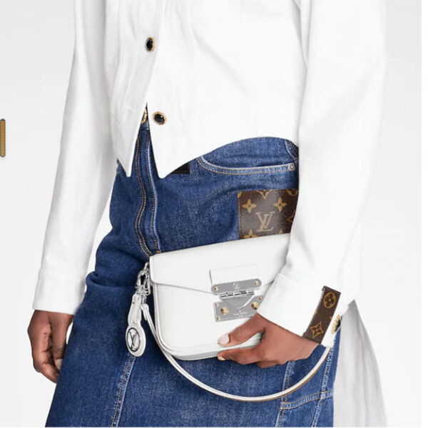 Louis Vuitton LV Women Swing White Calfskin Leather Monogram Canvas S Lock - Image 11