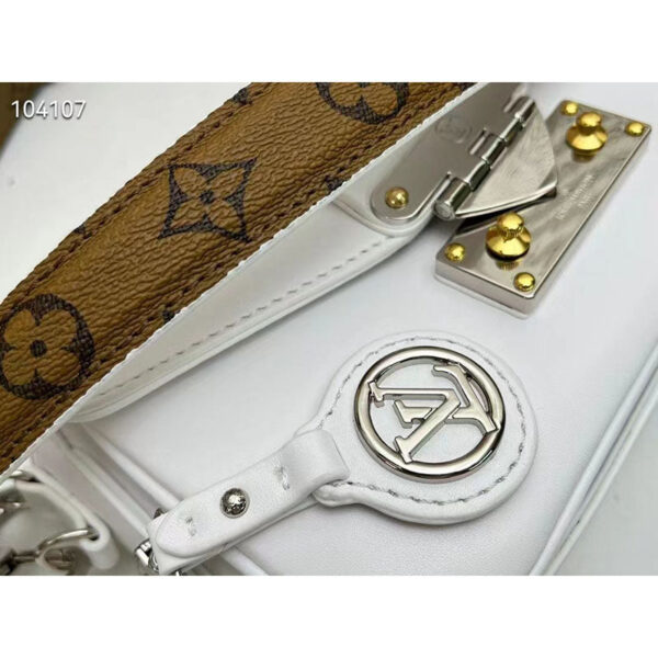 Louis Vuitton LV Women Swing White Calfskin Leather Monogram Canvas S Lock - Image 9