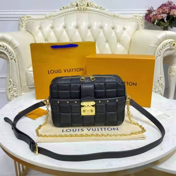 Louis Vuitton LV Women Troca PM Handbag Glacier Black Damier Quilt Lambskin - Image 3