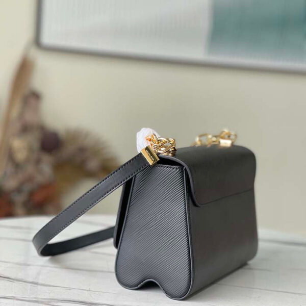 Louis Vuitton LV Women Twist MM Handbag Black Epi Grained Leather Monogram Flower - Image 4