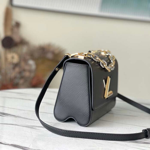 Louis Vuitton LV Women Twist MM Handbag Black Epi Grained Smooth Cowhide Leather - Image 3