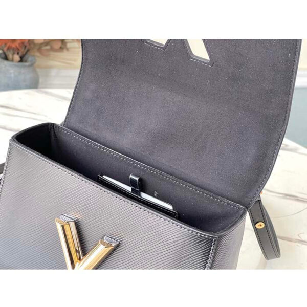 Louis Vuitton LV Women Twist MM Handbag Black Epi Grained Smooth Cowhide Leather - Image 6