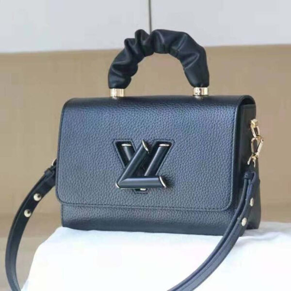 Louis Vuitton LV Women Twist MM Handbag Black Taurillon Leather Smooth Calfskin - Image 3