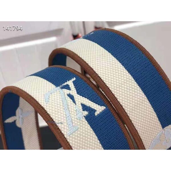 Louis Vuitton LV Women Twist MM Handbag Blue Embroidered Canvas Calf Leather - Image 7
