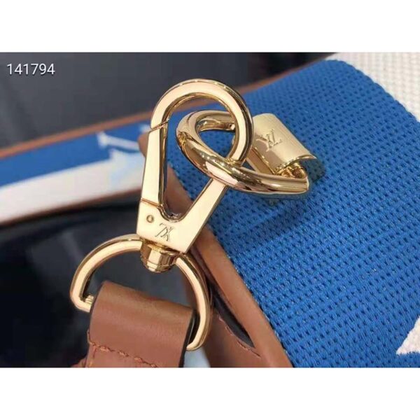 Louis Vuitton LV Women Twist MM Handbag Blue Embroidered Canvas Calf Leather - Image 8