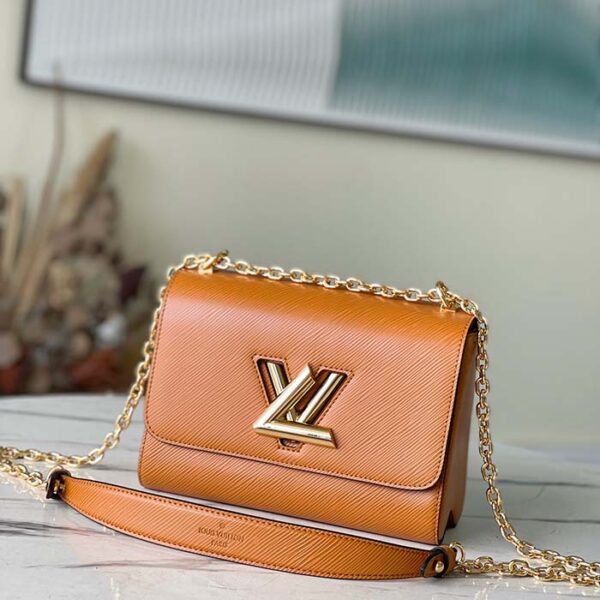 Louis Vuitton LV Women Twist MM Handbag Brown Epi Grained Cowhide Leather - Image 4