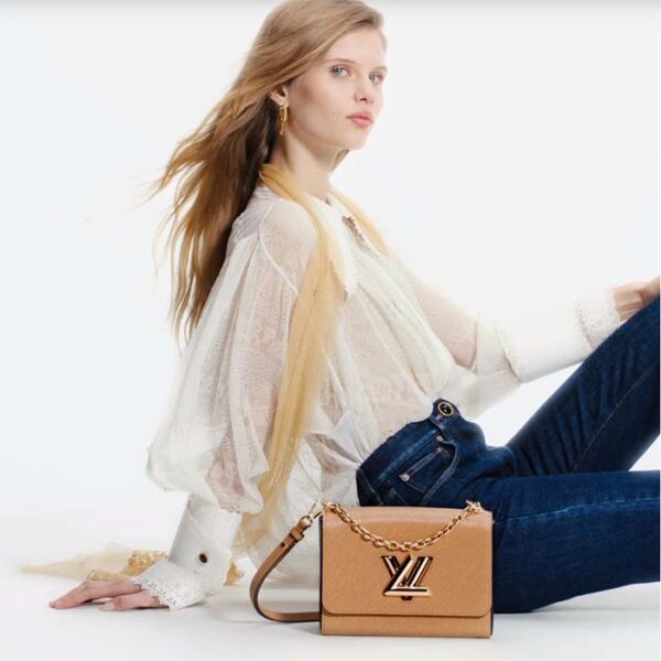 Louis Vuitton LV Women Twist MM Handbag Camel Light Brown Epi Leather - Image 11