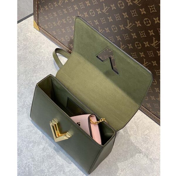 Louis Vuitton LV Women Twist MM Handbag Kaki Quartz White Epi Grained Cowhide - Image 6