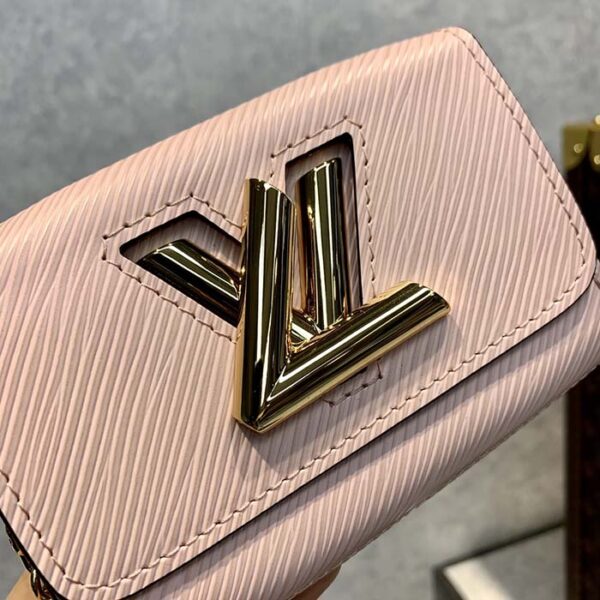 Louis Vuitton LV Women Twist MM Handbag Kaki Quartz White Epi Grained Cowhide - Image 7