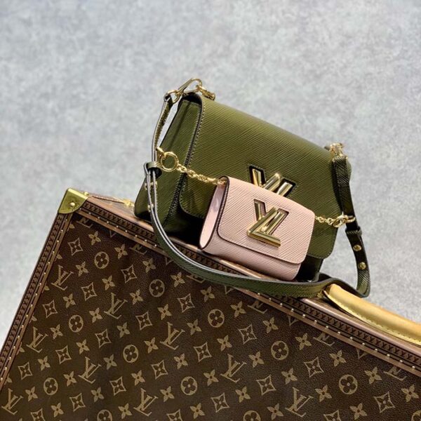 Louis Vuitton LV Women Twist MM Handbag Kaki Quartz White Epi Grained Cowhide - Image 3