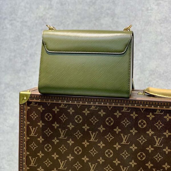 Louis Vuitton LV Women Twist MM Handbag Kaki Quartz White Epi Grained Cowhide - Image 4