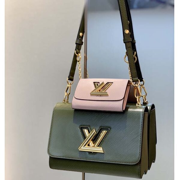 Louis Vuitton LV Women Twist MM Handbag Kaki Quartz White Epi Grained Cowhide - Image 2