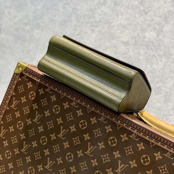 Louis Vuitton LV Women Twist MM Handbag Kaki Quartz White Epi Grained Cowhide - Image 5