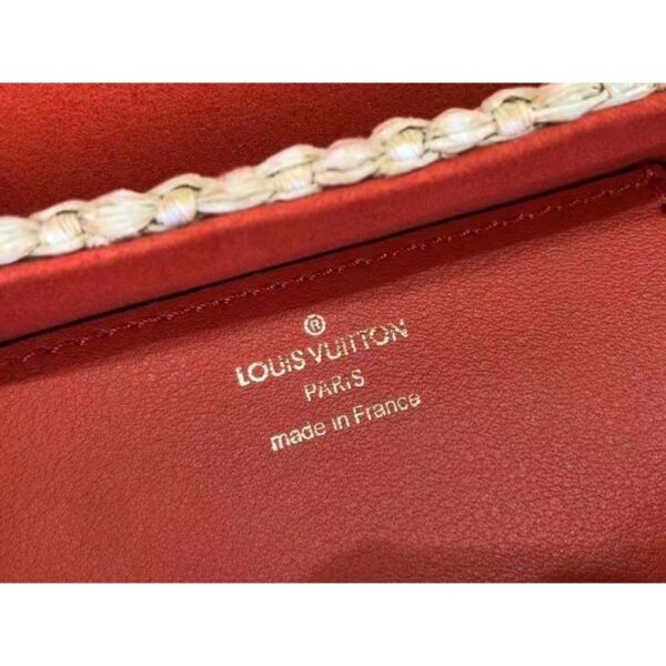 Louis Vuitton LV Women Twist MM Handbag Orange Raffia Smooth Cowhide Leather - Image 10