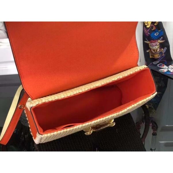 Louis Vuitton LV Women Twist MM Handbag Orange Raffia Smooth Cowhide Leather - Image 6