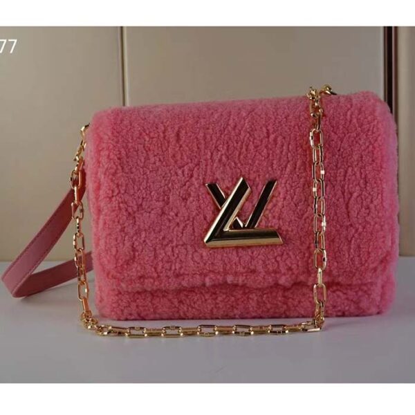 Louis Vuitton LV Women Twist MM Handbag Pink Shearling Smooth Calfskin Leather - Image 2