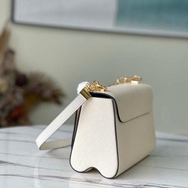 Louis Vuitton LV Women Twist MM Handbag Quartz White Epi Grained Leather - Image 4