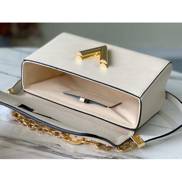 Louis Vuitton LV Women Twist MM Handbag Quartz White Epi Grained Leather - Image 6