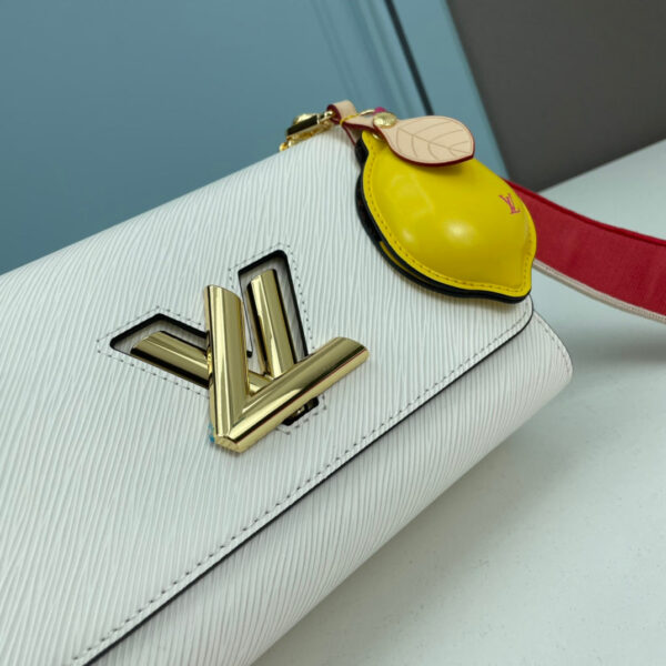 Louis Vuitton LV Women Twist MM Lemon Handbag White Epi Grained Cowhide - Image 5