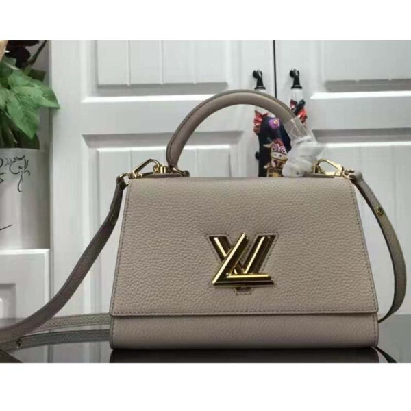 Louis Vuitton LV Women Twist One Handle BB Handbag Greige Grey Taurillon - Image 2