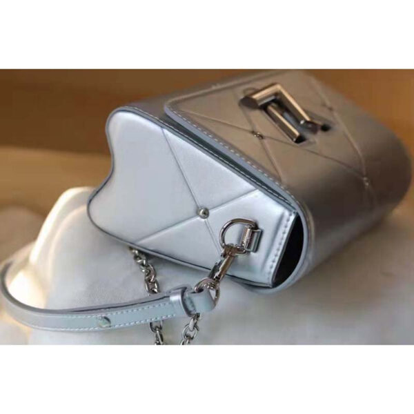 Louis Vuitton LV Women Twist PM Handbag Silver Argent Sheepskin Calfskin Leather - Image 8