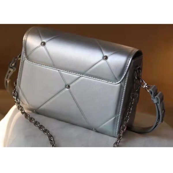 Louis Vuitton LV Women Twist PM Handbag Silver Argent Sheepskin Calfskin Leather - Image 7