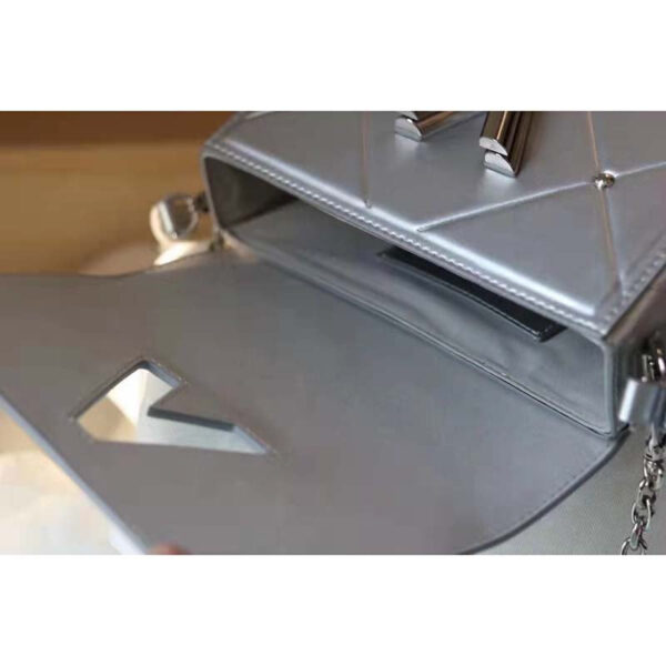 Louis Vuitton LV Women Twist PM Handbag Silver Argent Sheepskin Calfskin Leather - Image 10