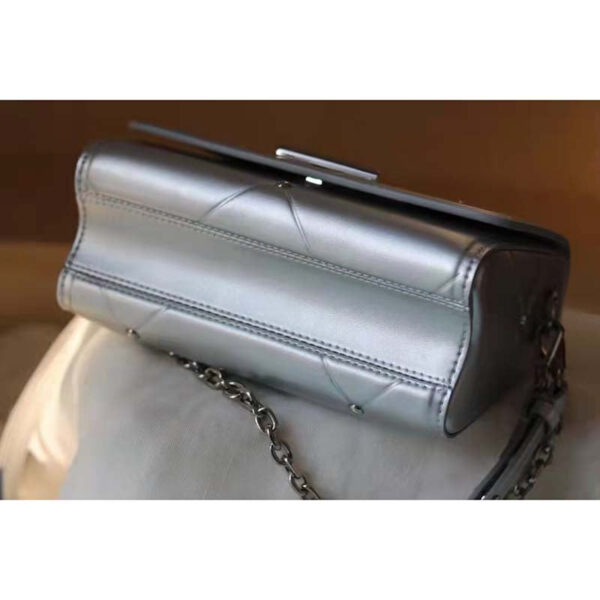 Louis Vuitton LV Women Twist PM Handbag Silver Argent Sheepskin Calfskin Leather - Image 9