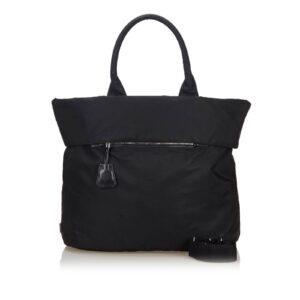Pre-Loved Prada Black Nylon Fabric Reversible Tote Bag ITALY