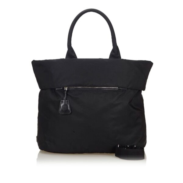 Pre-Loved Prada Black Nylon Fabric Reversible Tote Bag ITALY