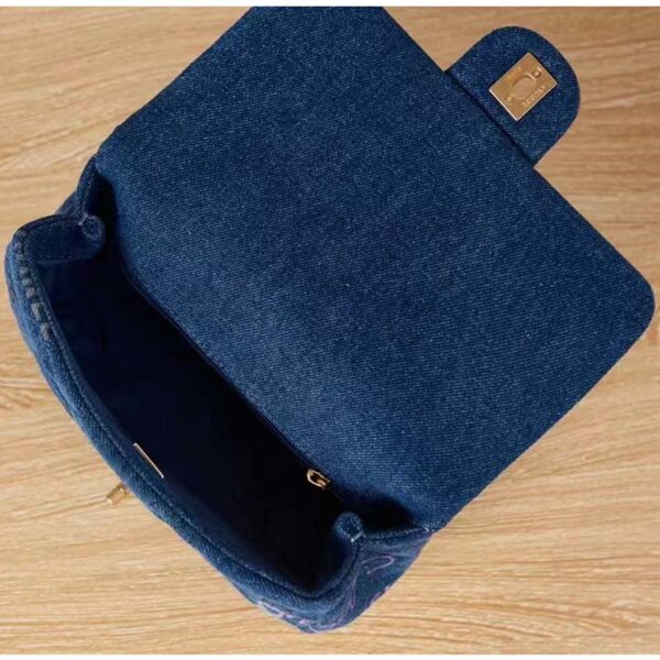 Prada Women Small Saffiano Leather Prada Panier Bag-Navy - Image 9