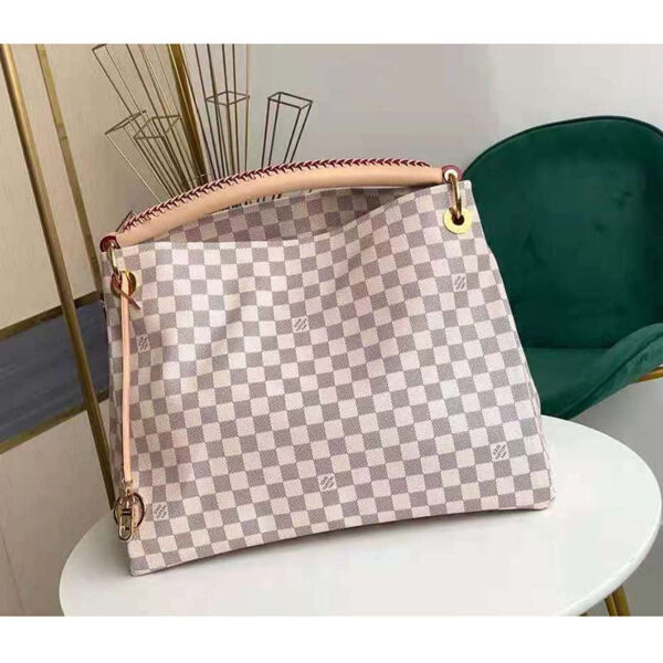 Louis Vuitton Unisex Artsy MM Damier Azur Coated Canvas Natural Cowhide Leather - Image 2