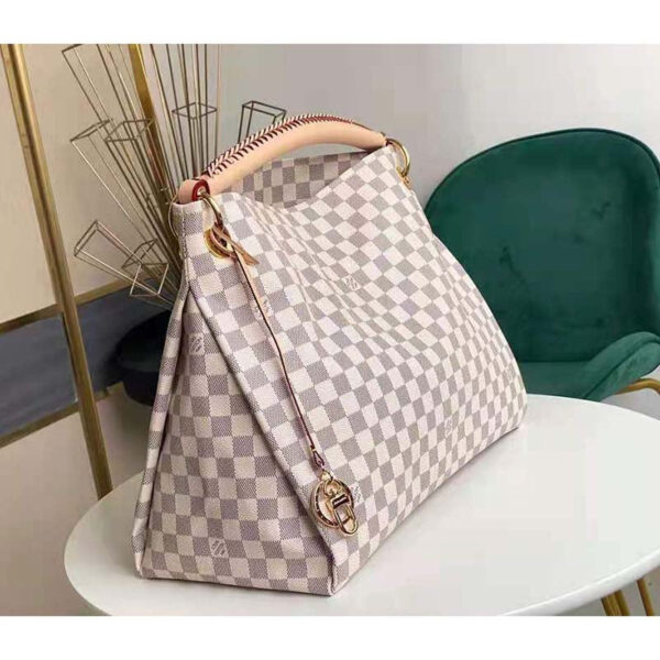 Louis Vuitton Unisex Artsy MM Damier Azur Coated Canvas Natural Cowhide Leather - Image 6