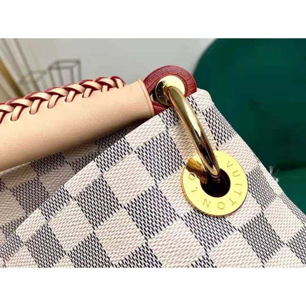 Louis Vuitton Unisex Artsy MM Damier Azur Coated Canvas Natural Cowhide Leather - Image 9